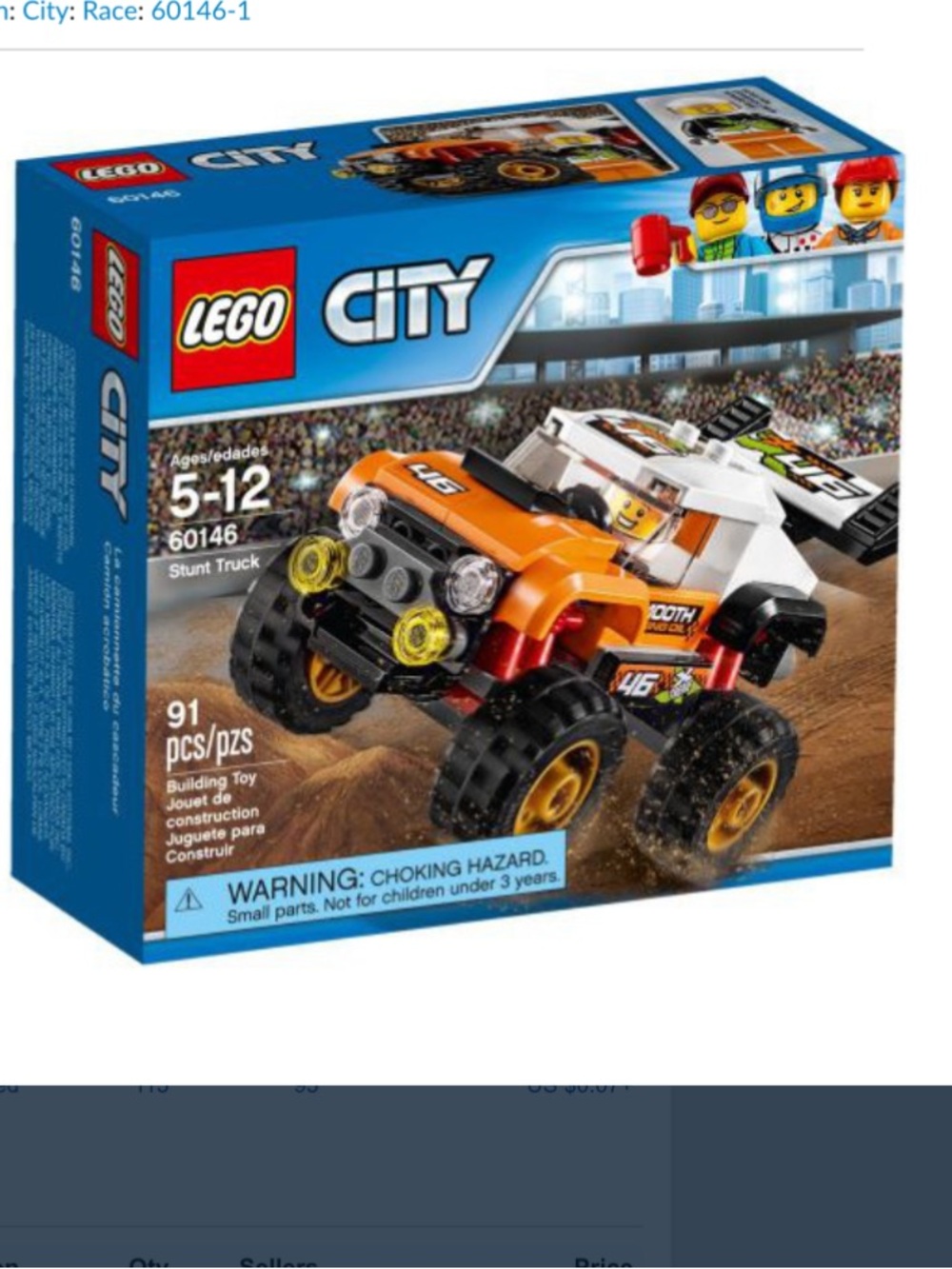 Lego City Set 60146 Orange and White Stunt Truck Building Set